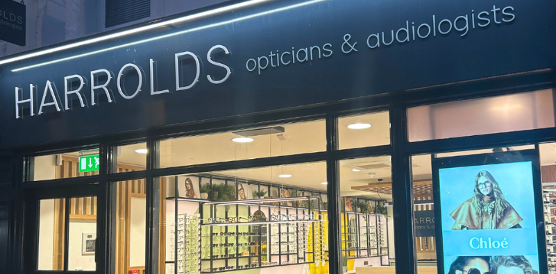 A photo of the outside of a Harrold Opticians branch.